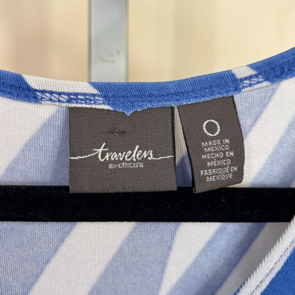 Chicos Size 0 Travelers Maxi Dress Blue White Striped Sleeveless Womens 4 Small - Picture 3 of 12